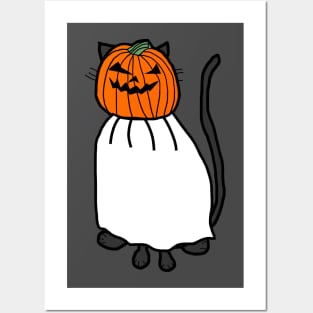 Cute Cat Wearing Halloween Horror Costume Posters and Art